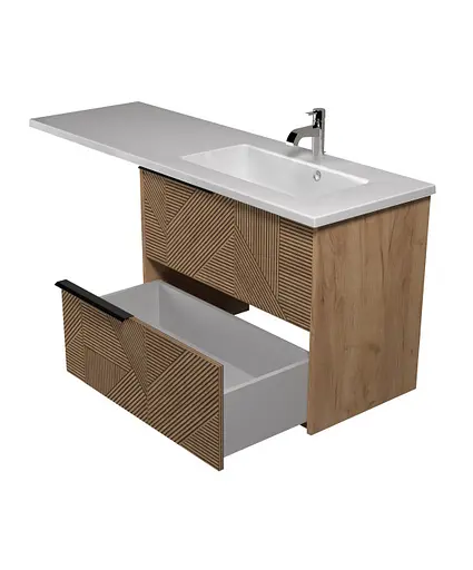 Тумба Мойдодир Cubic 80-A Adam 140 R підвісна з крилом над пральною машиною - фото 3