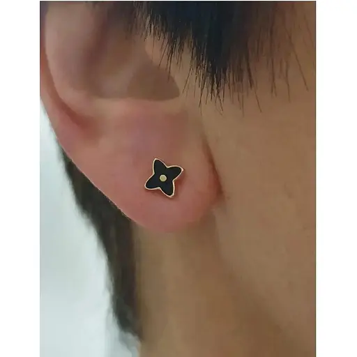 Золоті сережки-пуссети Favoritum з емаллю. 210157 - фото 2