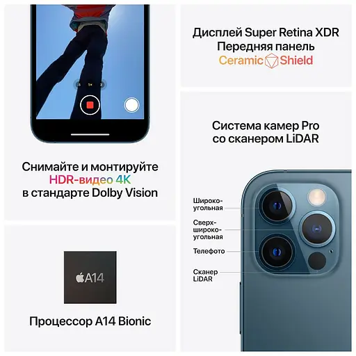 Смартфон Apple iPhone 12 Pro 256GB Graphite Model A2407 (Grade B) Seller Refurbished - фото 6