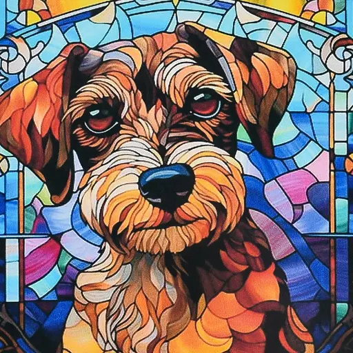 Алмазна мозаїка Вітражний пес Strateg DEEX16282 не повна викладка 30х30 см - фото 1