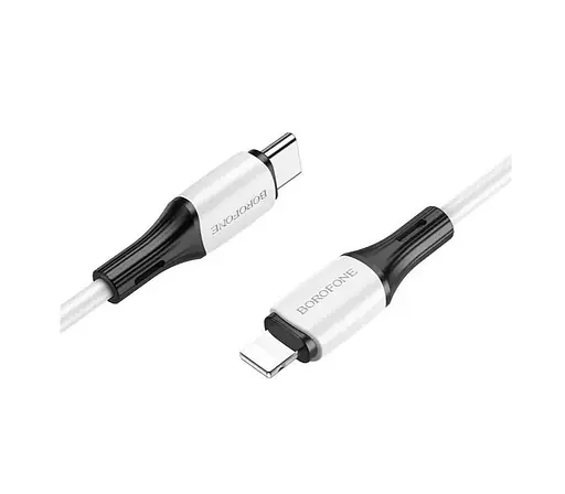 Кабель BOROFONE BX79 Type-C to iP 3A, 20W, 1m,, silicone, silicone connectors, White - фото 3