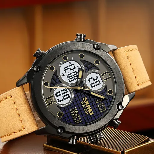 Наручний годинник чоловічий 1975LLTBNWT Light Brown-White Leather. Skmei acs0030446 - фото 4