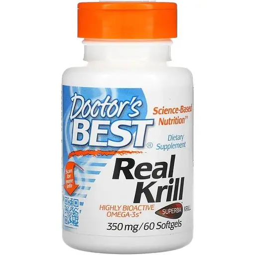 Масло антарктического криля Doctor's Best Real Krill 350 mg, 60 капсул