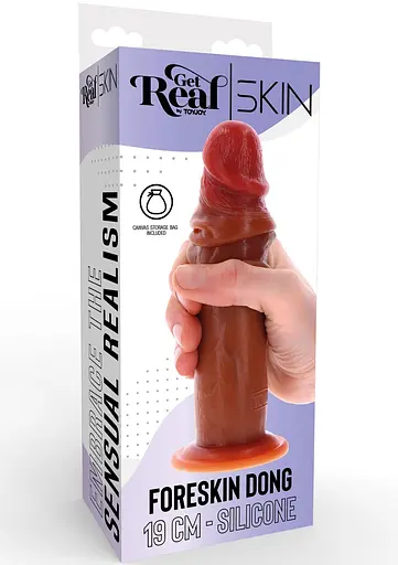 Фалоімітатор Get Real Skin Foreskin Dong 19 см (коричневий) - фото 5