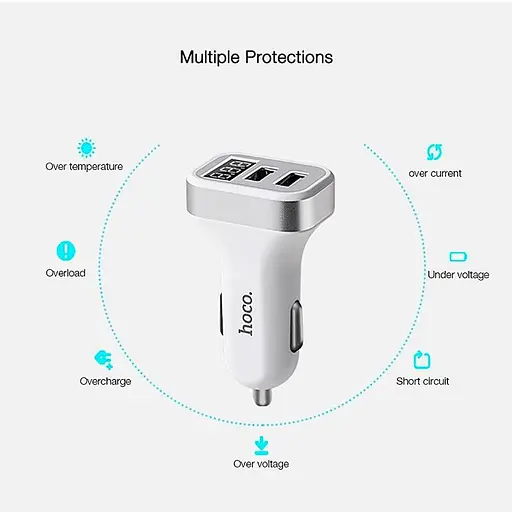 Адаптер автомобильный Hoco Z3 Fast 2 USB 3.1 А белый - фото 4