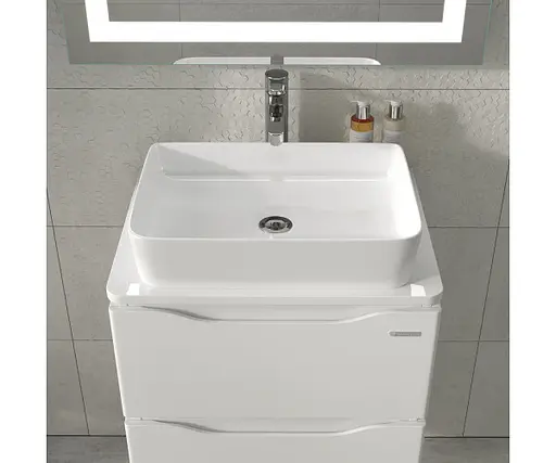 Тумба підвісна Sanwerk Алесса Air 60 Білий з Топ панеллю та умивальником Rapid 50x35 (MV0000899) Білий - фото 5