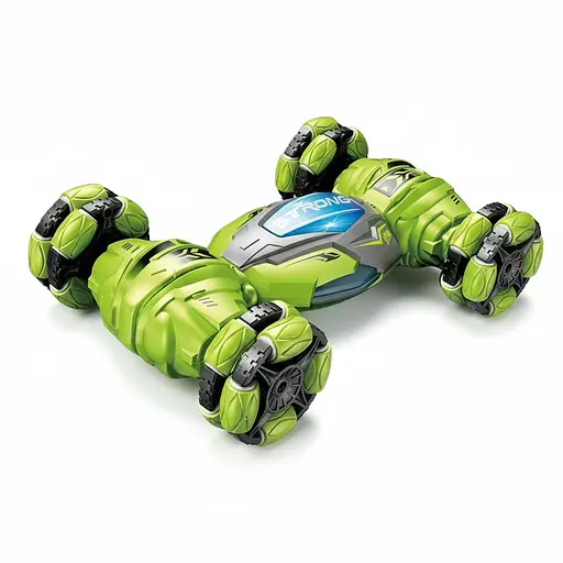 Радиоуправляемая трюковая машина MK 732 A-01, роликовые колеса, аккумулятор 3.7V, пульт, вращение на 360°, с подсветкой, Зеленая