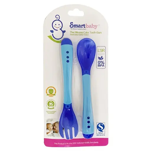 Детский набор Ложка+вилка "Хамелеон" Mega Zayka MGZ-0104(Blue) - фото 1