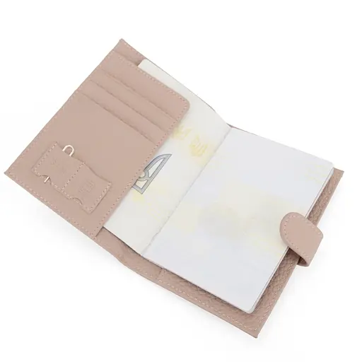 Обложка на паспорт 3459 кожаная с карманом для денег розовая - фото 7