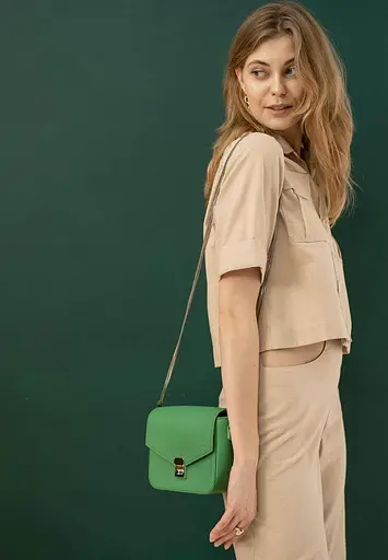 Жіноча шкіряна сумочка Yoko зелена - фото 3