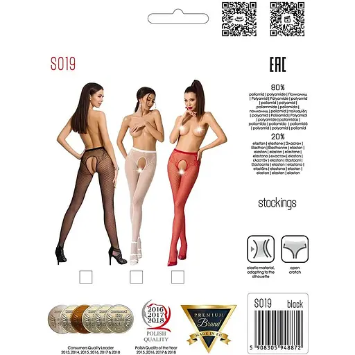 Сетчатые колготки-бодистокинги Passion S019 One Size, Black - фото 8