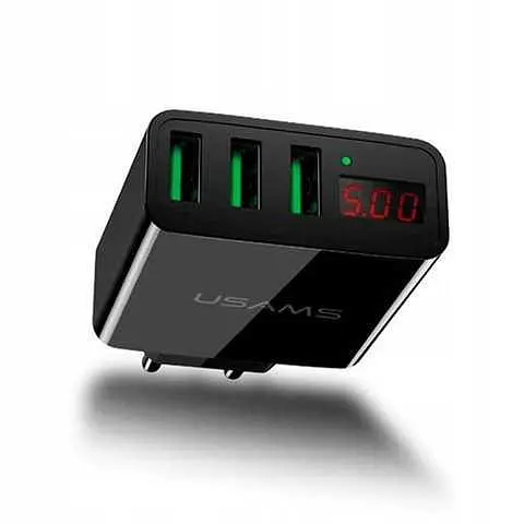 Зарядний пристрій Usams Travel Charger LED Display 3 usb US-CC035 - фото 2