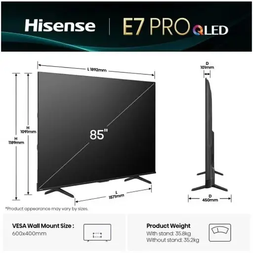 Телевізор Hisense 85E7Q PRO - фото 2
