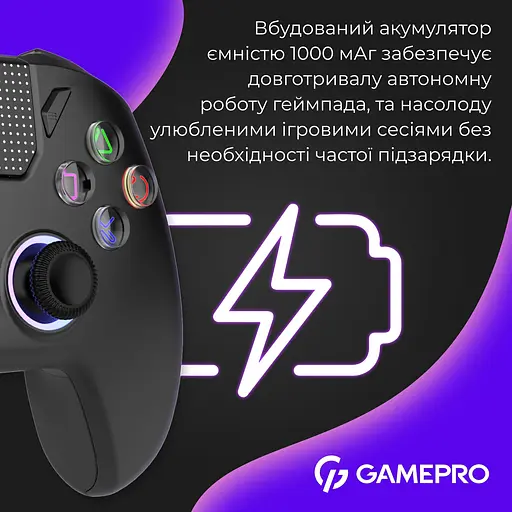Геймпад GamePro GPS20BDOC 2.4G/BT 5.1/USB бездротовий із зарядною станцією Switch/PS/PC/iOS/Android RGB Black (GPS20BDOC) - фото 11