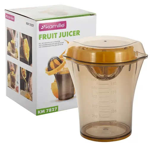 Соковыжималка ручная для цитрусовых и гранатов 600 мл со стаканчиком, Kamille Желтый 87013 - фото 4