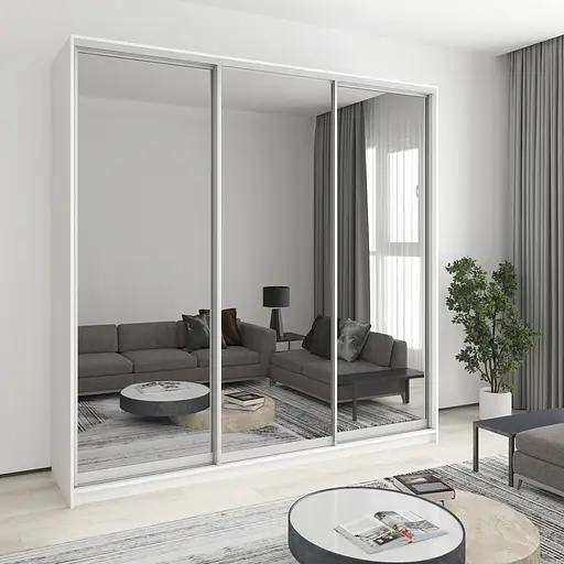 Шкаф-купе трехдверный MebelStar Комбо AL 3 Зеркала 240x60x240 см Аляска белый (MBS-2178)