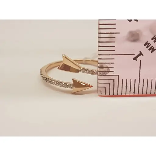 Золотое незамкнутое кольцо Харьковская ювелирная фабрика Стрела с фианитами. 700086-Рр 17,5 - фото 6