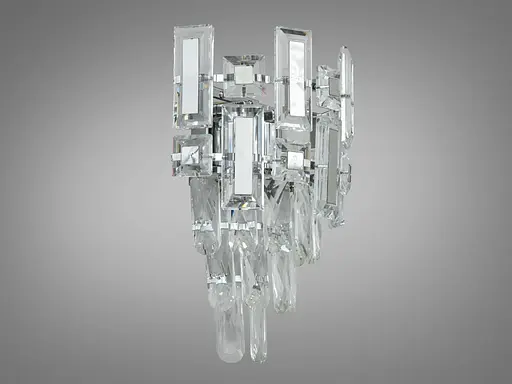 Класичне бра з кришталю на 2 лампи, колір хром - фото 2