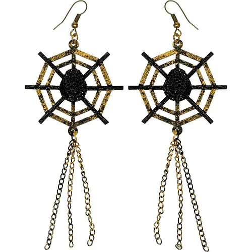 Сережки Павутинки чорно-золотисті - фото 1