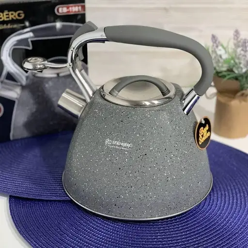 Чайник Edenberg EB-1981 со свистком нержавеющая сталь с мраморным покрытием 3 л серый - фото 2