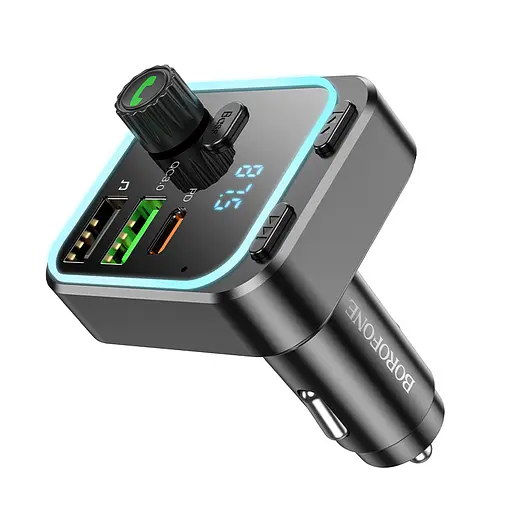 АЗП з FM-модулятором BOROFONE BC53 Highway PD20W+QC3.0 car BT FM transmitter 18W Black - фото 7