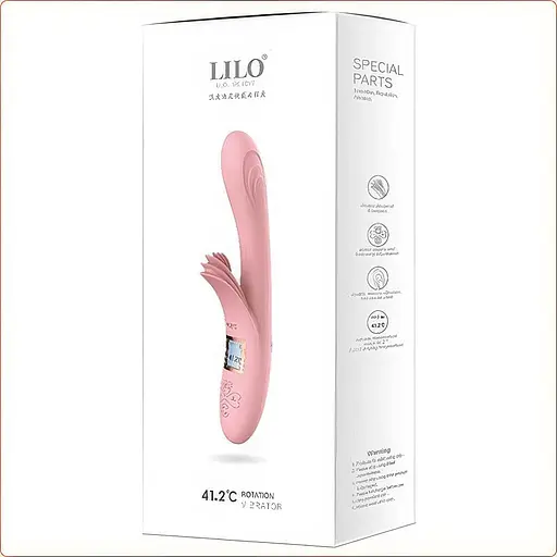 Вібратор з підігрівом силіконовий кролик Lilo для жінок 25 см комбінований рожевий - фото 2