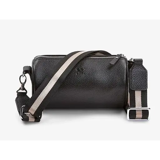 Шкіряна сумка поясна-кроссбоді Cylinder чорна флотар - фото 1