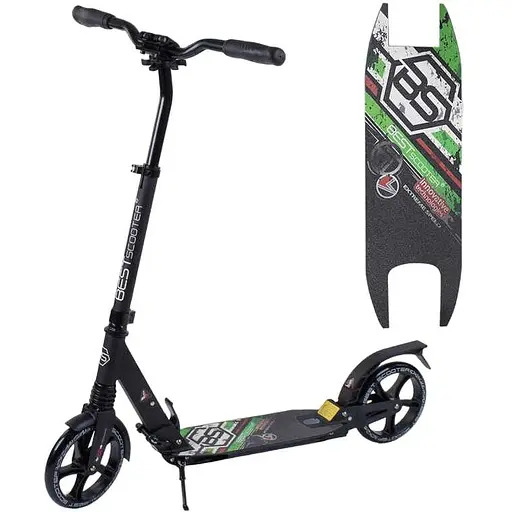 Самокат Best Scooter 84х14х33 см Черно-зеленый 000231537 - фото 1