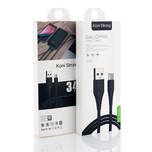 Кабель Type-C Koni Strong KS-64t 1 м 3A - фото 2