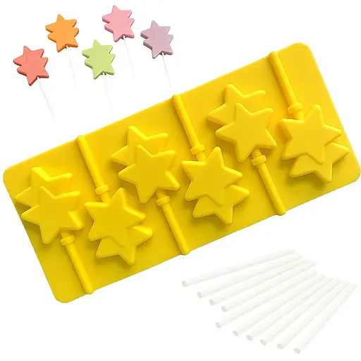 Силіконова форма для льодяників і цукерок на паличці "Зірка", Kitchen Master Жовтий 87460 - фото 1