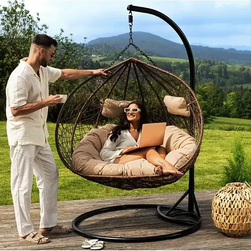 Підвісне крісло-кокон Di Volio Foggio двомісне коричневий - фото 2