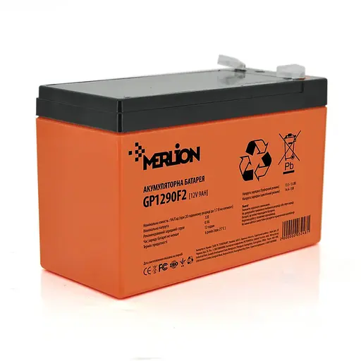 Акумуляторна батарея MERLION AGM GP1290F2 PREMIUM 12 V 9 Ah (150 x 65 x 95 (100)) Orange Q10