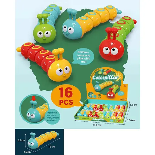 Заводная игрушка гусеница, 15 см, ездит (в ассортименте) - фото 2