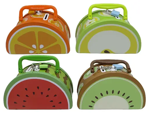 Копилка металлическая Фрукты, 16x9.2 см, S-157 (в ассортименте) - фото 2