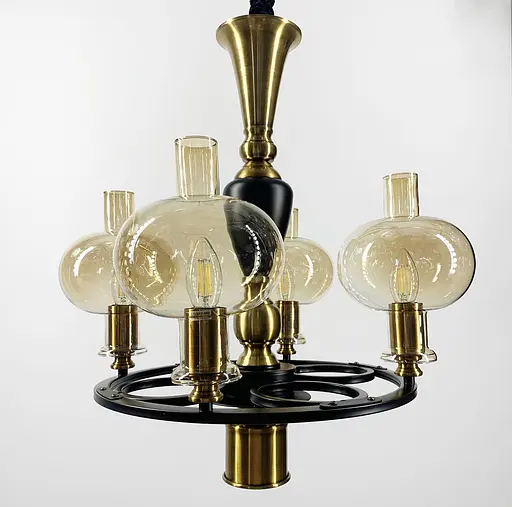 Класична підвісна люстра з янтарними плафонами Line.F Кількість ламп 5 - фото 4