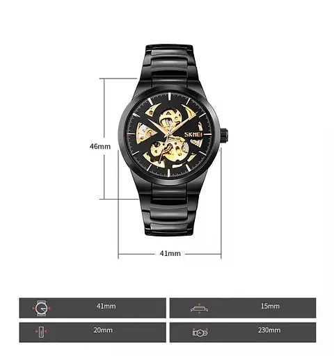 Мужские скелетоны часы Skmei 9243 скелетон (Черные) - фото 5