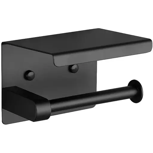 Тримач туалетного паперу Frap з полицею метал чорний F502-6 Чорний матовий - фото 1