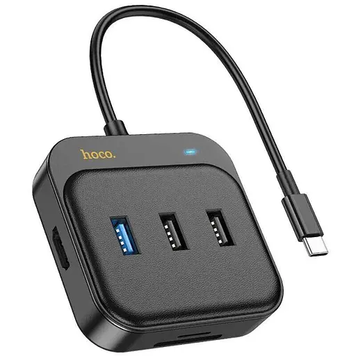 Конвертер хаб Hoco HB38 Easy link 7-in-1 Multiport адаптер (HDTV + SD / TF + Usb3.0 + Usb2.0x2 + PD 100 W) - фото 3