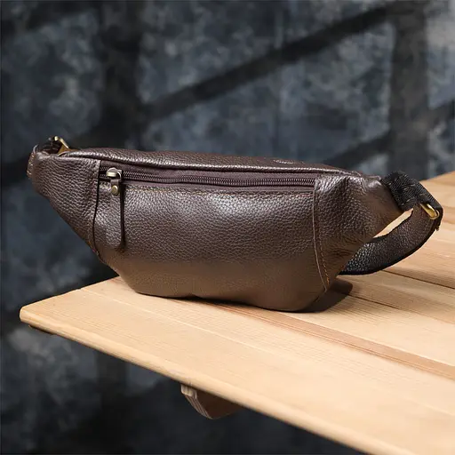 Модна сумка-бананка для чоловіків із натуральної зернистої шкіри SHVIGEL 34х12х4 см sum0027405 - фото 9