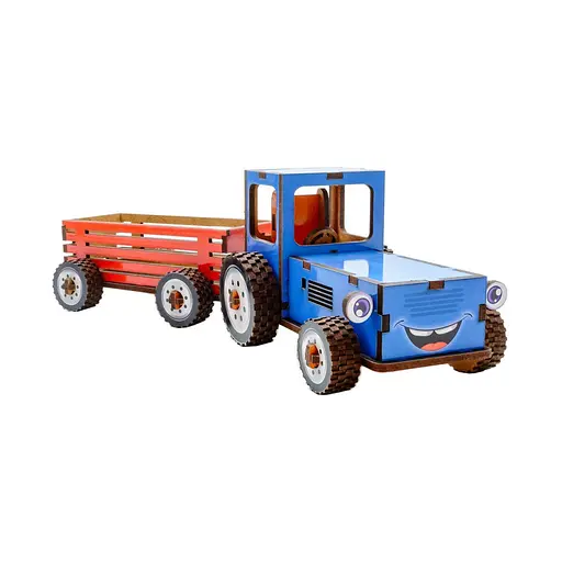 Детский деревянный 3D конструктор Трактор PuzzleOk Puz-00933 69 деталей - фото 2