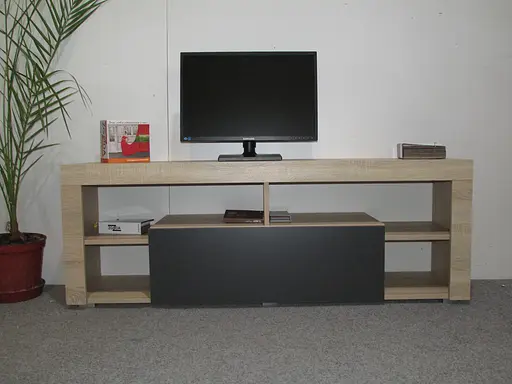 Тумба под телевизор с 4 полками М-ЗОН Джеко 140 Сонома/Антрацит (MZN-031036) - фото 3