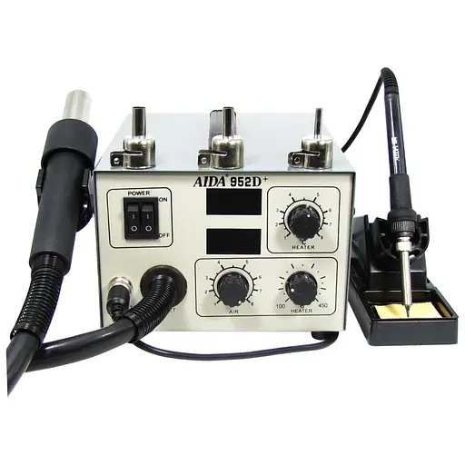 Паяльная станция Aida 952D+, фен с вентиляторным нагнетателем, встроенным в корпус блока управления, паяльник - фото 7
