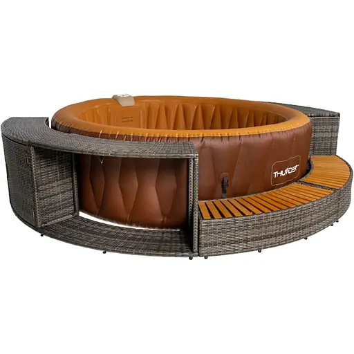 Джакузи-SPA надувная Thunder MOCHA 6-местная серая мебель из ротанга 8 шт. (MOCHA-FULL-GRAY) - фото 1