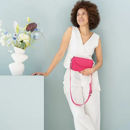 Жіноча шкіряна сумка Molly фуксія - фото 9