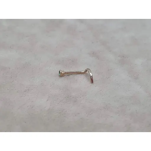 Золотая серьга-пирсинг в нос Dear с фианитом.1024.1 Зеленый - фото 2