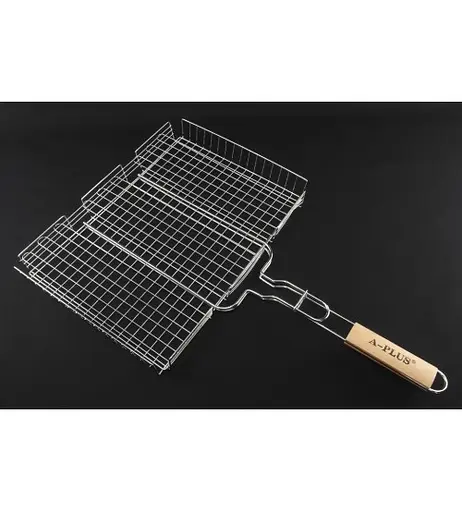 Універсальна решітка для гриля та барбекю A-Plus 1896 31*24см з ручкою з дерева сітка для мангалу - фото 2
