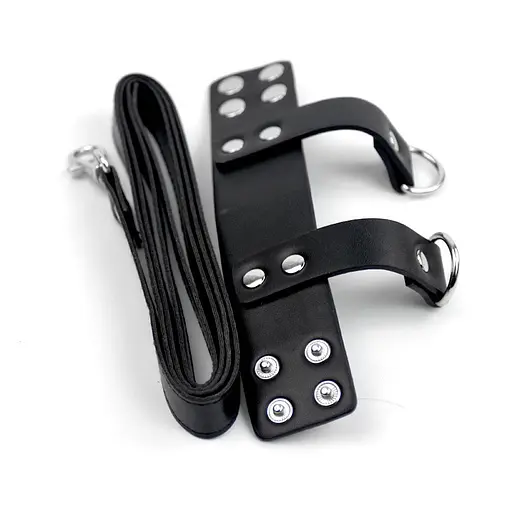 Мужской бандаж для вытягивания пениса из искусственной кожи 130 см черный - фото 2