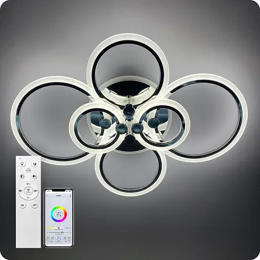 Люстра світлодіодна 517 Light 3color з пультом 140Вт Хром (01026) - фото 1