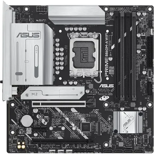 Материнская плата Asus Prime LGA1851, B860M-A WIFI, B860, 4xDDR5, 1xPCI-E 5.0 x16, 1xPCI-E 4.0 x16, 1xPCI-E 4.0 x1, 4xSATA3, 2xM.2, Realtek 7.1, Realtek 2.5Gb, WiFi 6E, Bluetooth 5.3, HDMI/2xDP, MicroATX