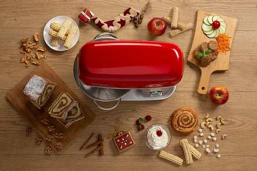 Кухонная машина Gorenje 1000Вт чаша-металл корпус-металл насадок-7 серебристо-красный - фото 2